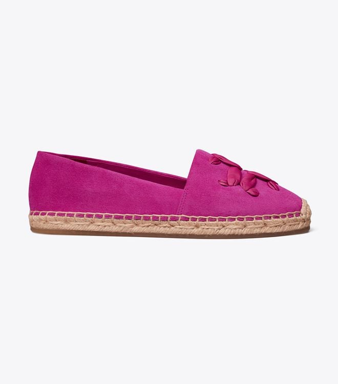 Fuchsia Tory Burch Woven Double T Aline Women's Ballet Flats | OUTLET-45971029