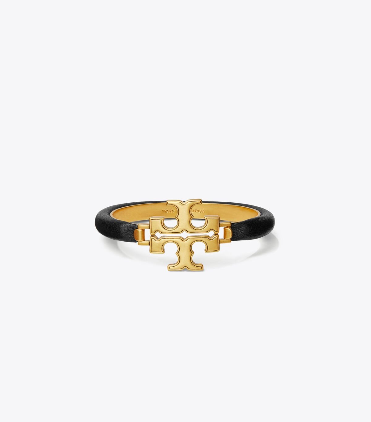 Gold / Black Tory Burch Eleanor Leather Hinged Women\'s Bracelet | OUTLET-45680919