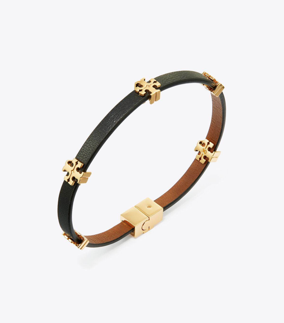 Gold / Black Tory Burch Eleanor Leather Women's Bracelet | OUTLET-68012499