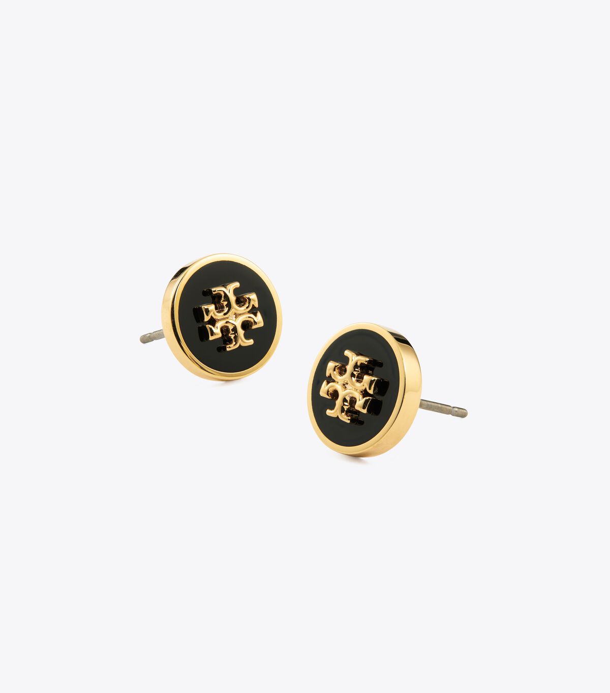 Gold / Black Tory Burch Kira Enamel Circle-stud Women's Earrings | OUTLET-85047639