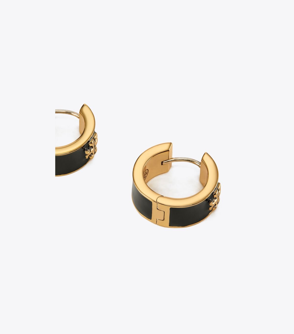 Gold / Black Tory Burch Kira Enamel Hoop Women's Earrings | OUTLET-13642899