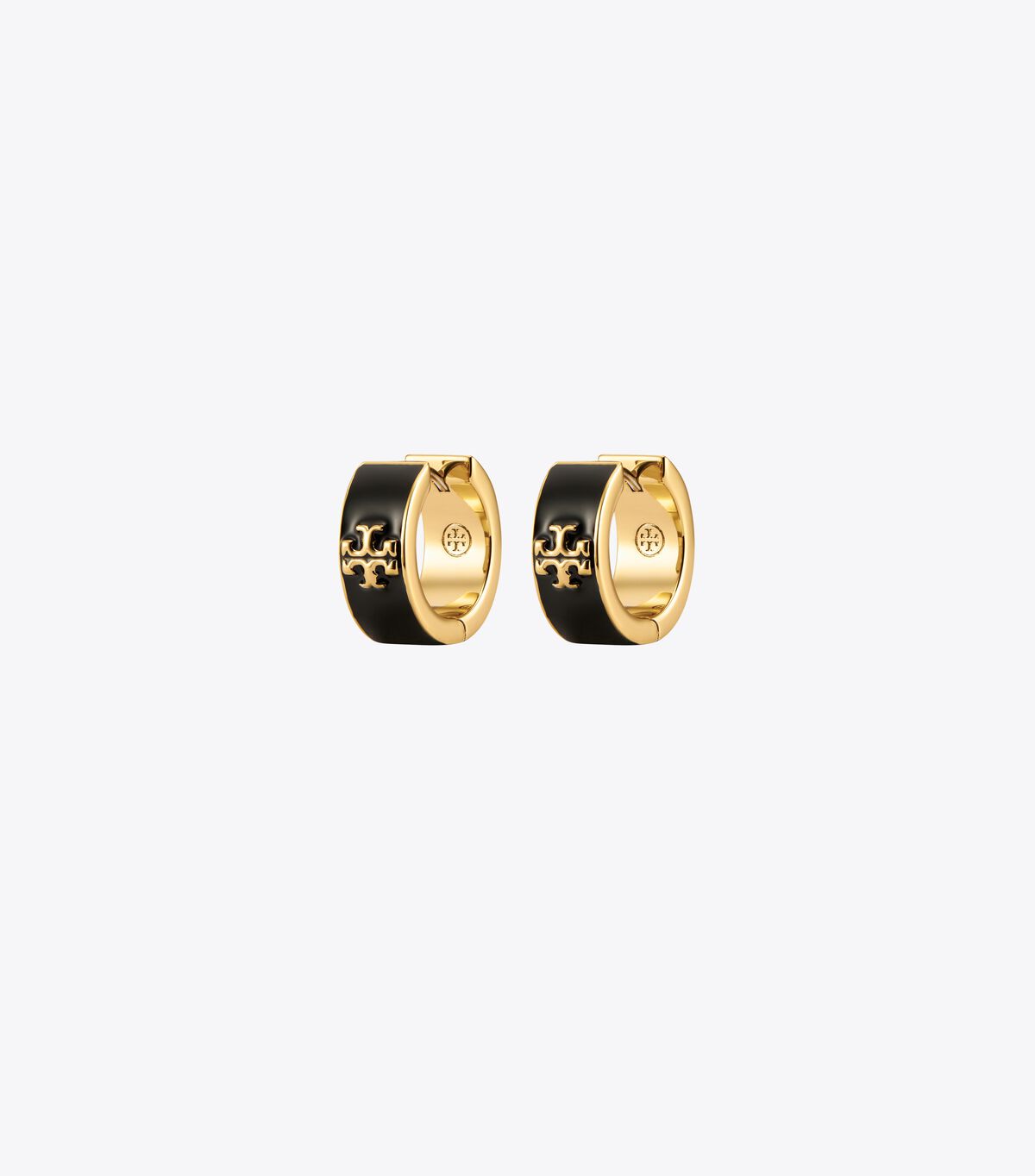 Gold / Black Tory Burch Kira Enamel Hoop Women\'s Earrings | OUTLET-13642899