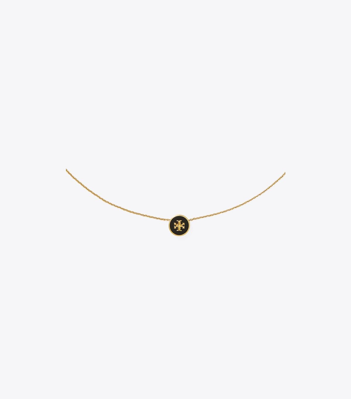 Gold / Black Tory Burch Kira Enamel Pendant Women's Necklace | OUTLET-35240969