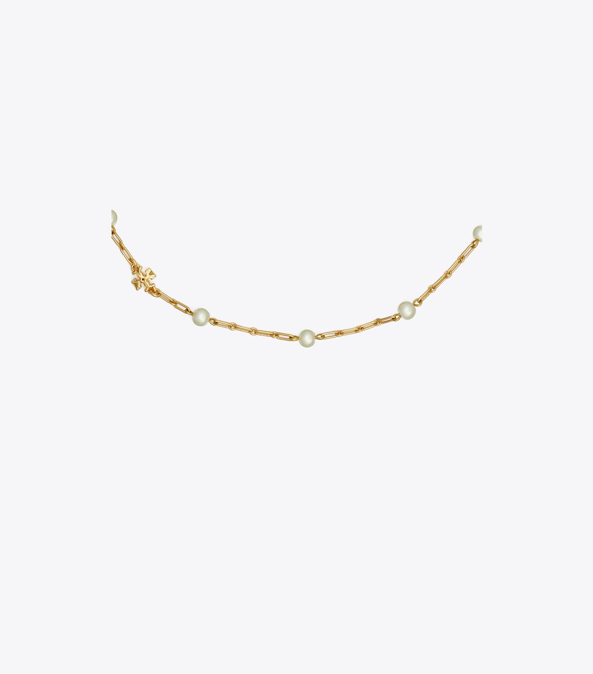 Gold / Cream Tory Burch Thin Roxanne Chain Women's Necklace | OUTLET-40359829