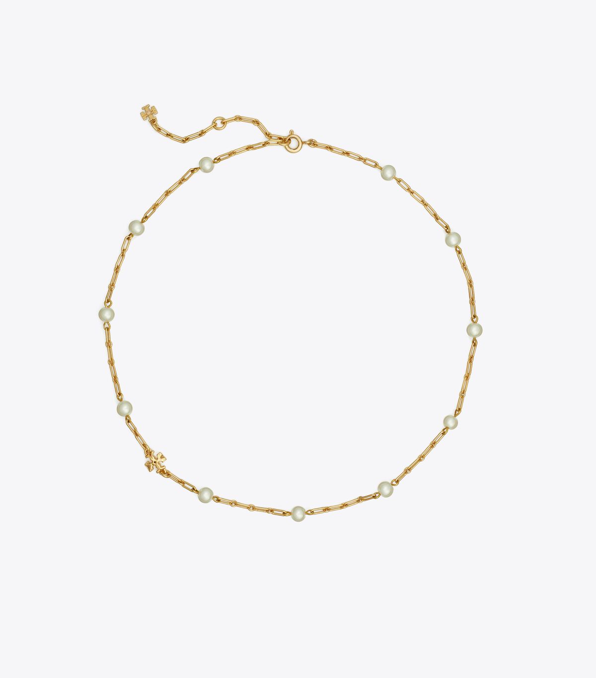 Gold / Cream Tory Burch Thin Roxanne Chain Women\'s Necklace | OUTLET-40359829