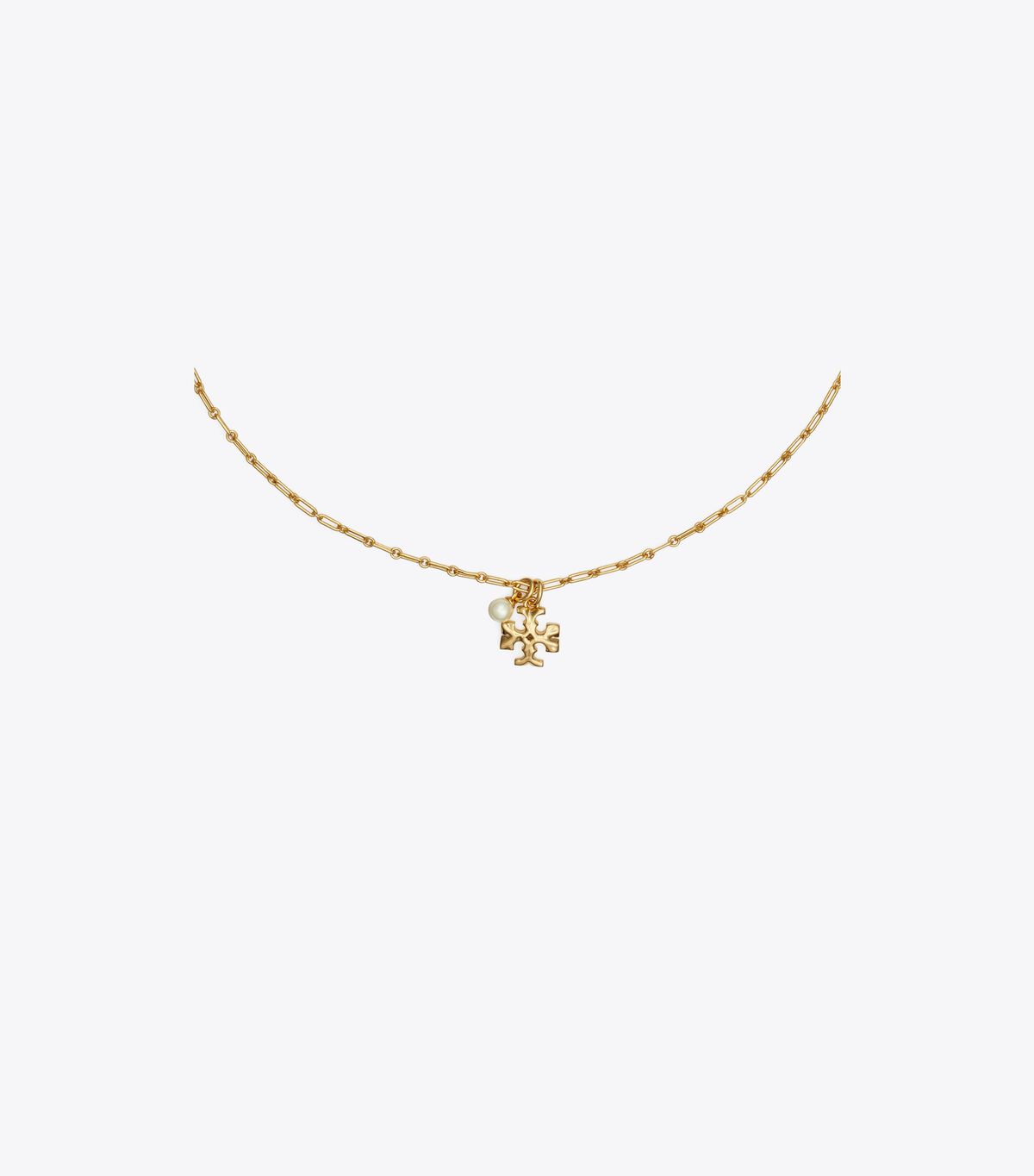 Gold / Cream Tory Burch Thin Roxanne Pendant Women's Necklace | OUTLET-72193849