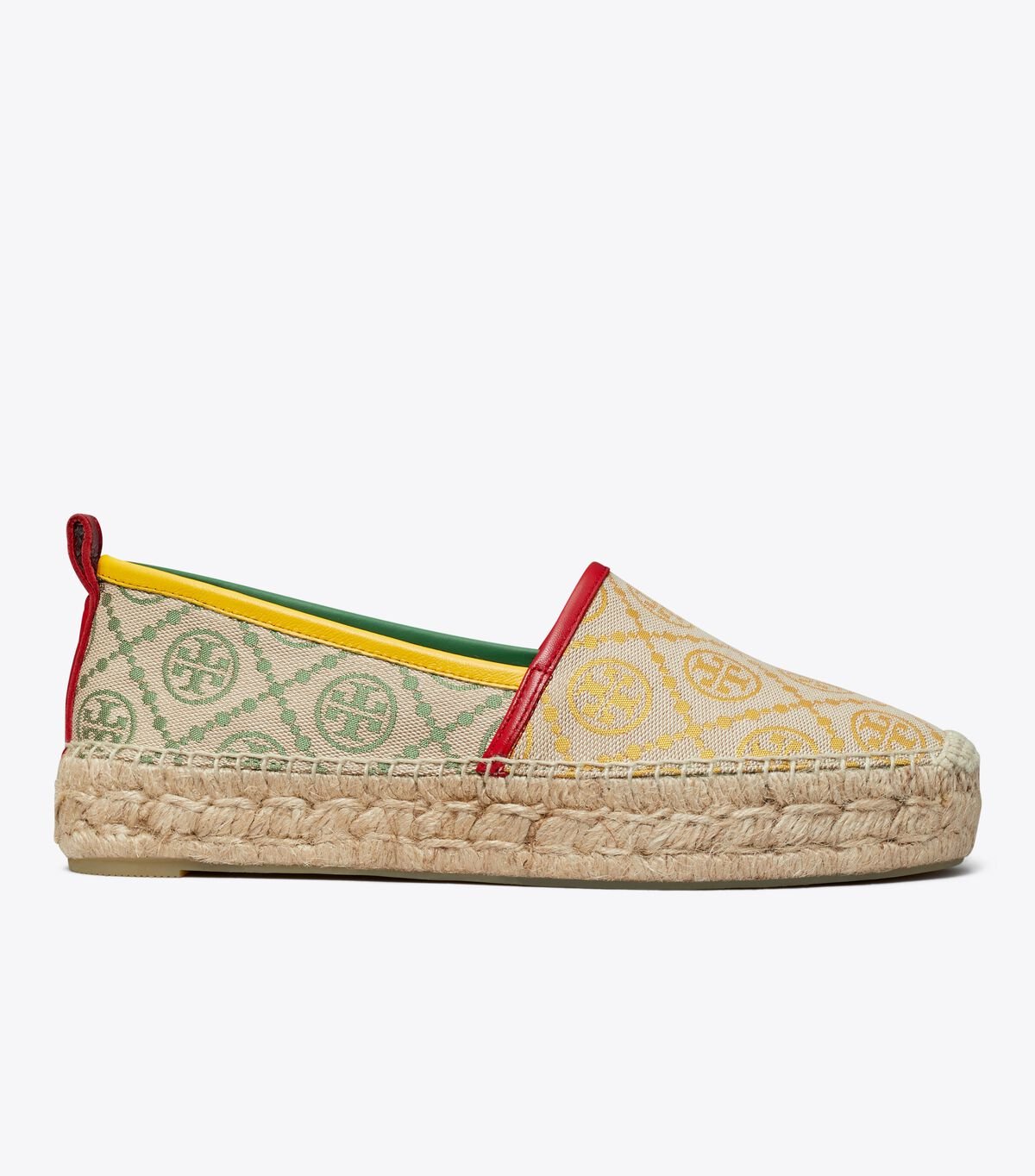 Gold / Green / Red Tory Burch T Monogram Platform Women's Espadrille | OUTLET-28056139