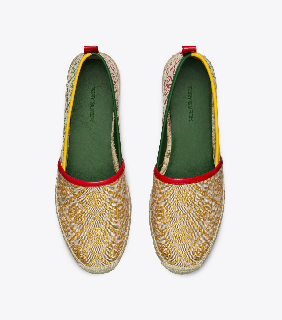 Gold / Green / Red Tory Burch T Monogram Platform Women's Espadrille | OUTLET-28056139