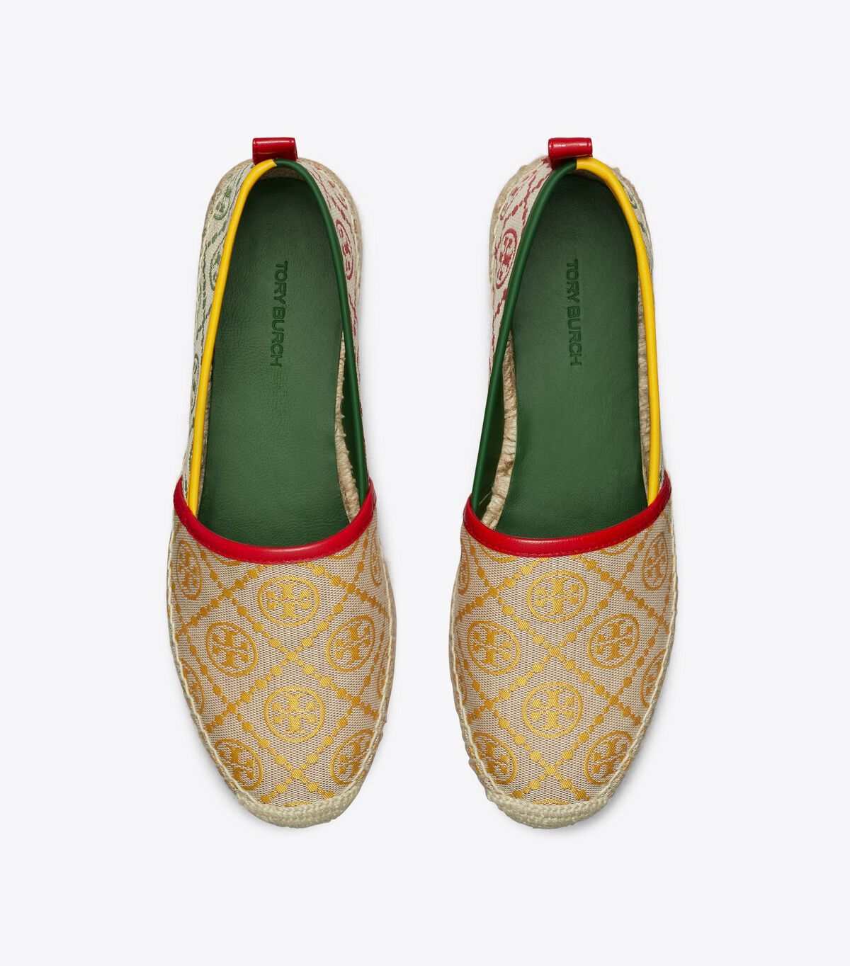 Gold / Green / Red Tory Burch T Monogram Platform Women's Ballet Flats | OUTLET-81923509