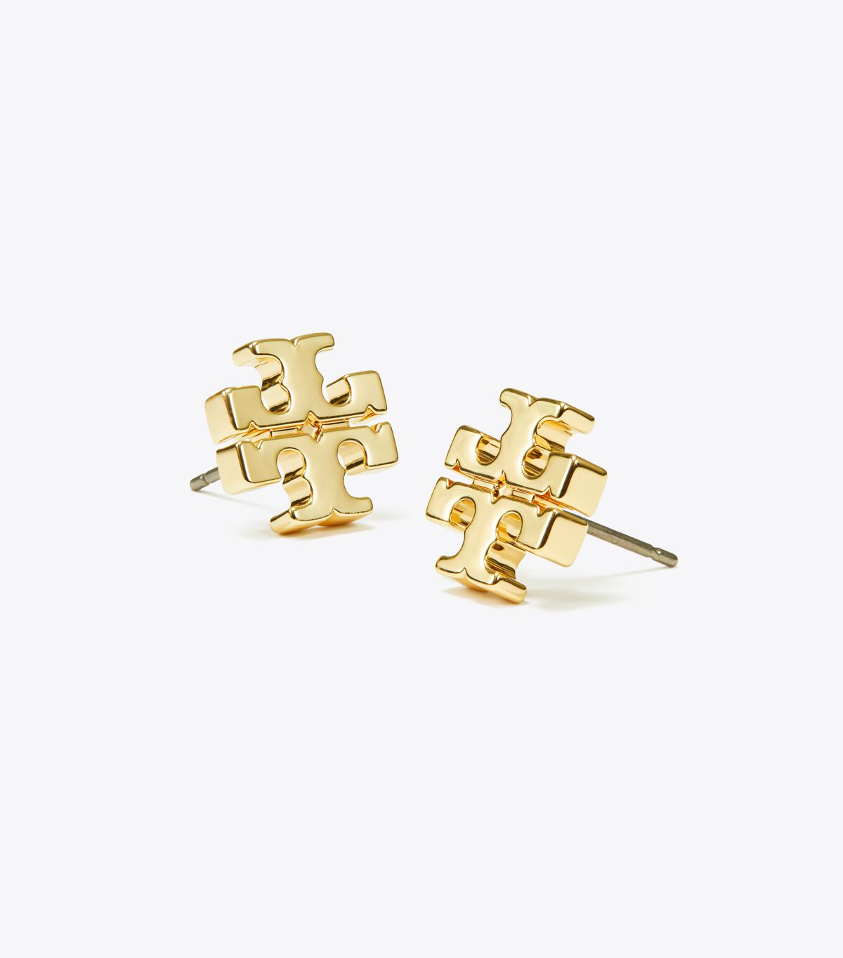 Gold / Green Tory Burch Resin Logo Double-stud Women's Earrings | OUTLET-58397619