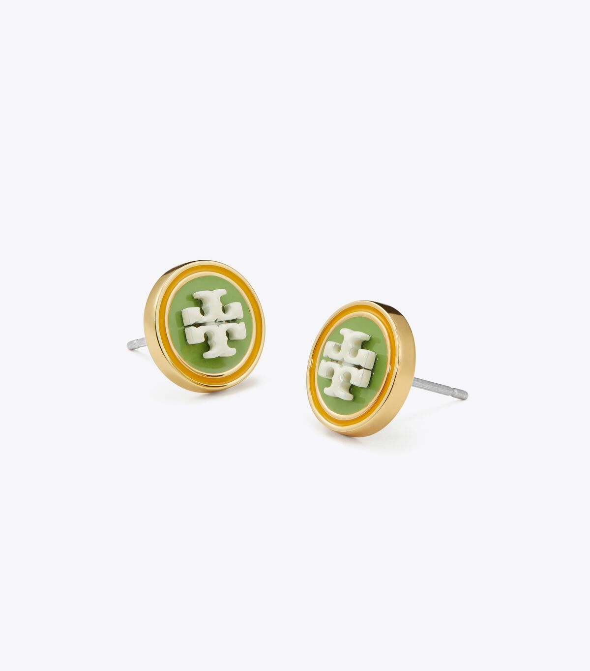 Gold / Green / Yellow Tory Burch Kira Enamel Circle-stud Women's Earrings | OUTLET-64209539