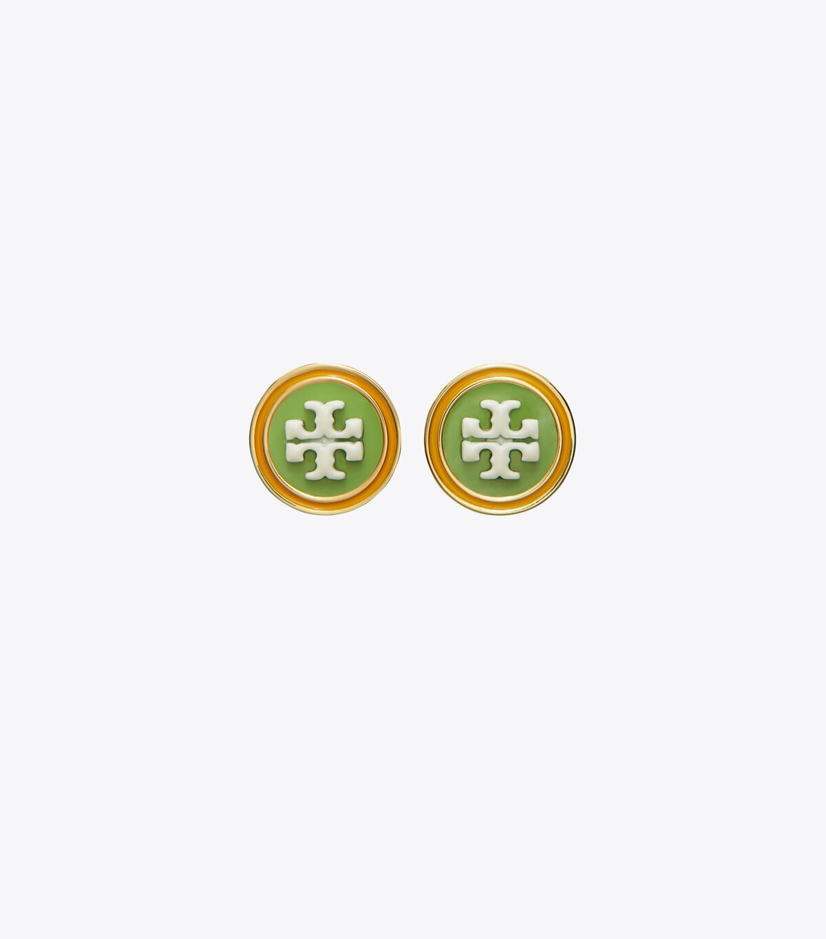 Gold / Green / Yellow Tory Burch Kira Enamel Circle-stud Women\'s Earrings | OUTLET-64209539