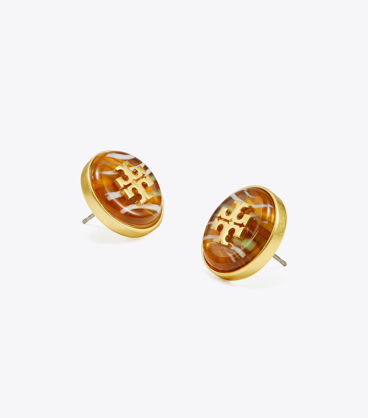 Gold / Orange / Multicolor Tory Burch Roxanne Marble Stud Women's Earrings | OUTLET-18264059