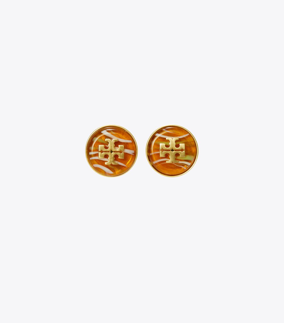 Gold / Orange / Multicolor Tory Burch Roxanne Marble Stud Women\'s Earrings | OUTLET-18264059