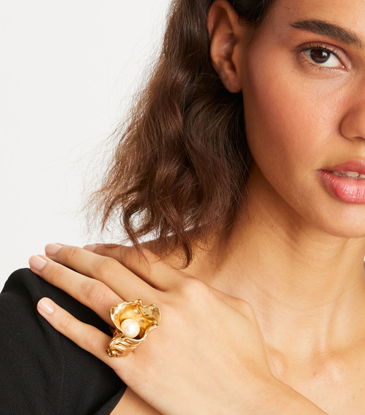 Gold Tory Burch Brutalist Oyster Women's Ring | OUTLET-80231749