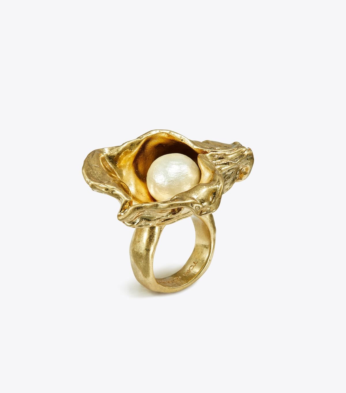 Gold Tory Burch Brutalist Oyster Women\'s Ring | OUTLET-80231749