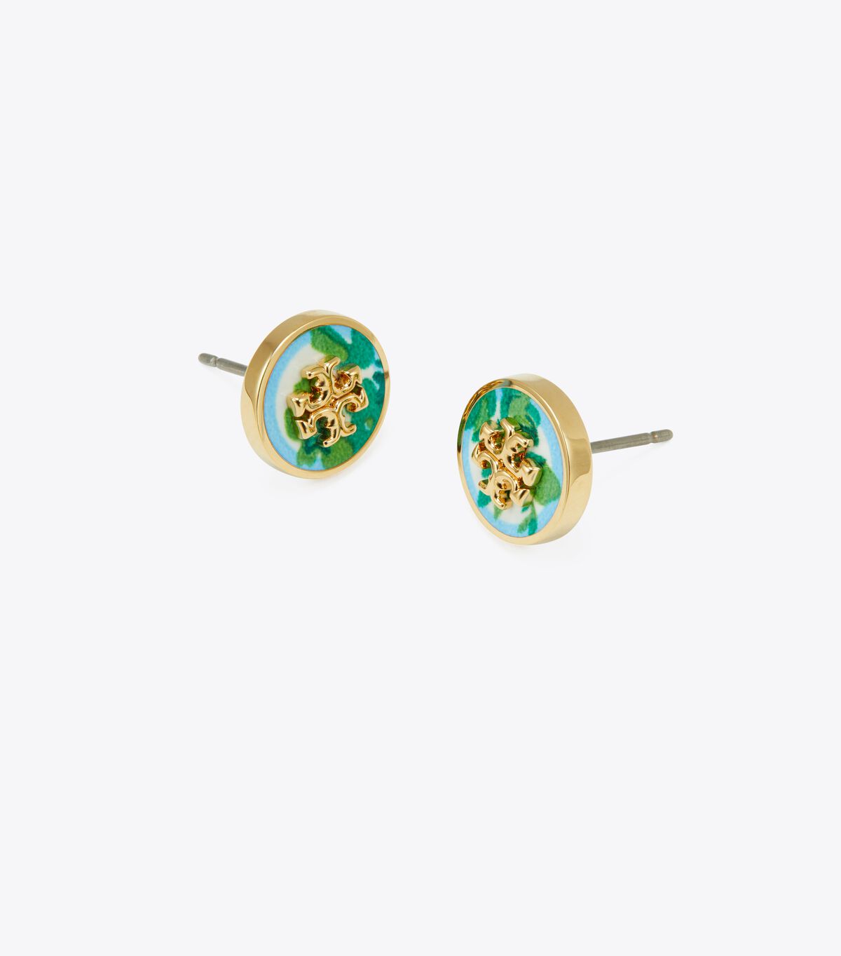 Gold Tory Burch Kira Enamel Printed Circle-stud Women's Earrings | OUTLET-42019789