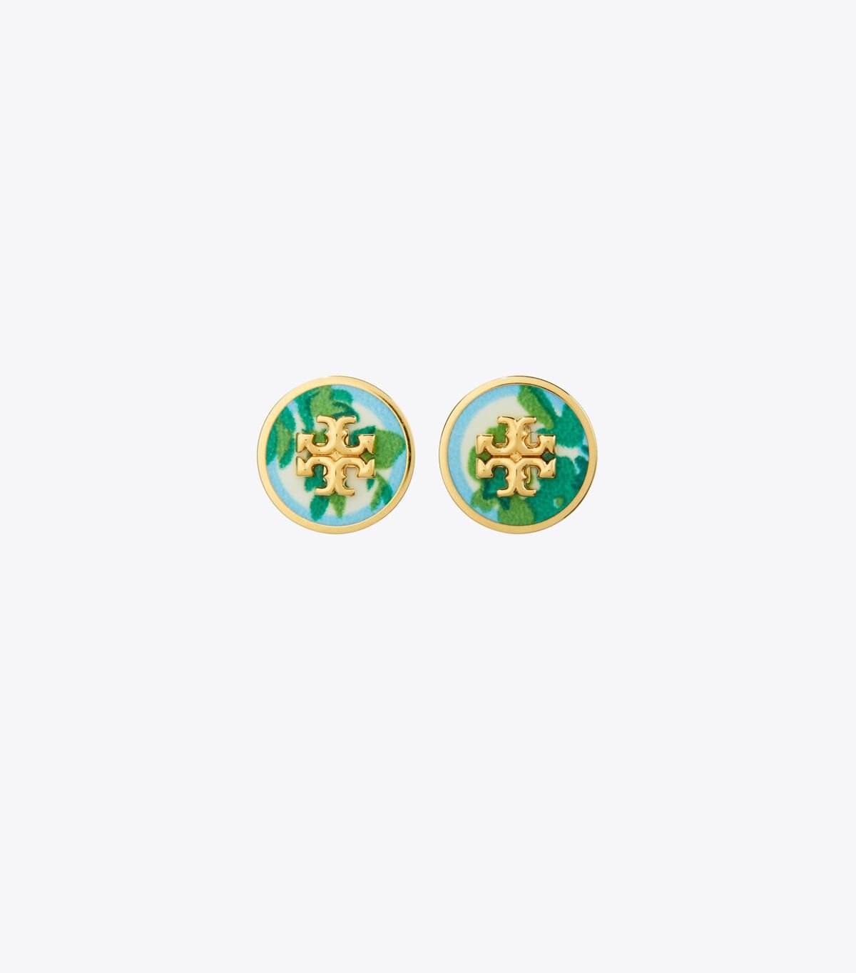 Gold Tory Burch Kira Enamel Printed Circle-stud Women\'s Earrings | OUTLET-42019789