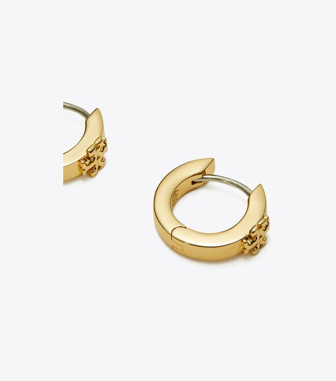 Gold Tory Burch Kira Huggie Women's Earrings | OUTLET-96051489