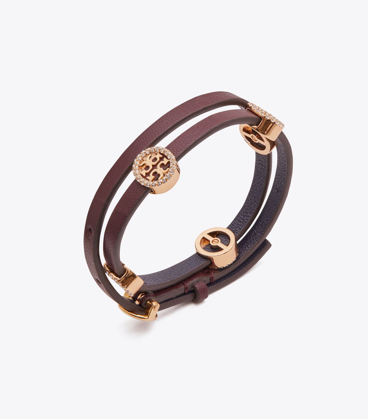 Gold Tory Burch Miller Pavé Double-wrap Leather Women's Bracelet | OUTLET-97530249