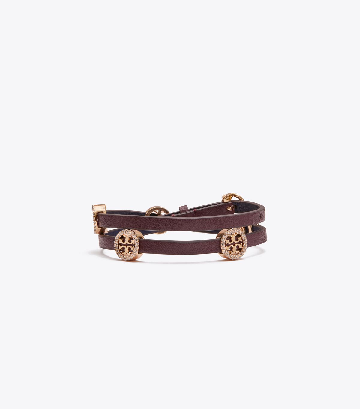 Gold Tory Burch Miller Pavé Double-wrap Leather Women\'s Bracelet | OUTLET-97530249