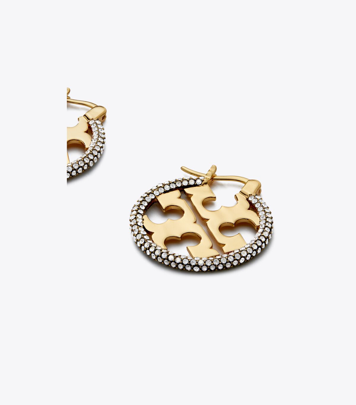 Gold Tory Burch Miller Pavé Hoop Women's Earrings | OUTLET-32457699