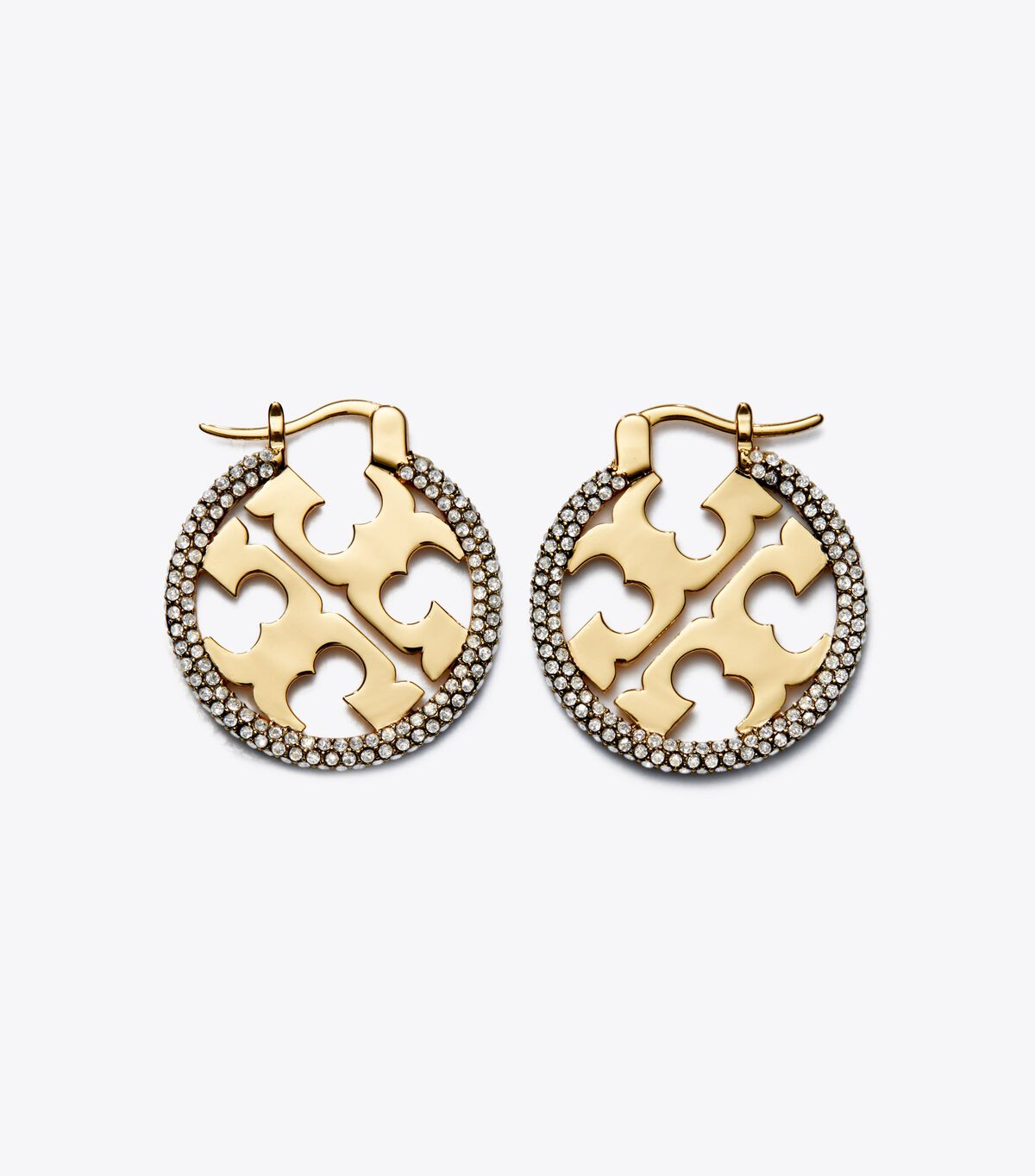 Gold Tory Burch Miller Pavé Hoop Women's Earrings | OUTLET-32457699