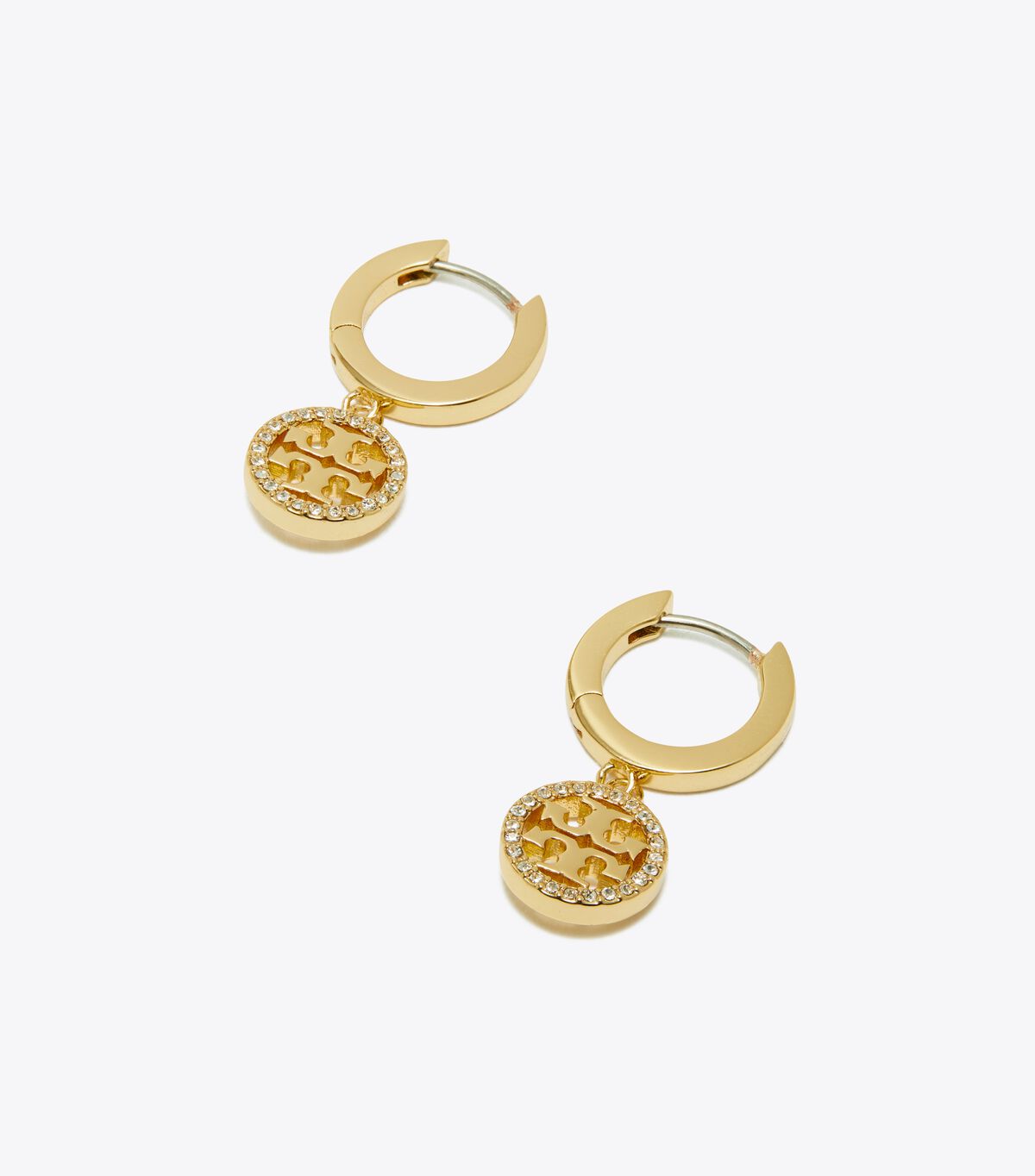 Gold Tory Burch Miller Pavé Hoop Women's Earrings | OUTLET-48716059