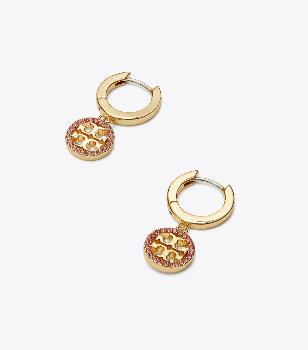 Gold Tory Burch Miller Pavé Hoop Women's Earrings | OUTLET-89213479