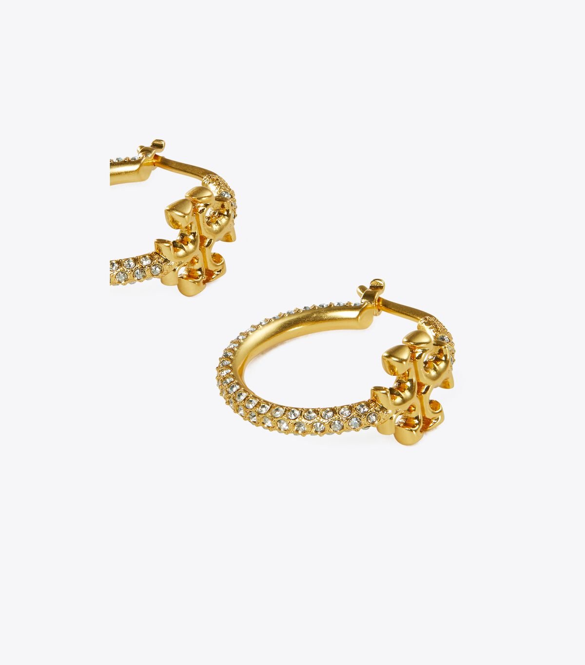 Gold Tory Burch Small Eleanor Pavé Hoop Women's Earrings | OUTLET-94710359