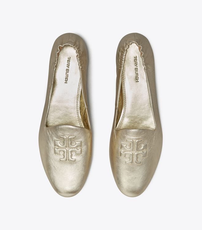 Gold Tory Burch Smoking Women's Slippers | OUTLET-19067539