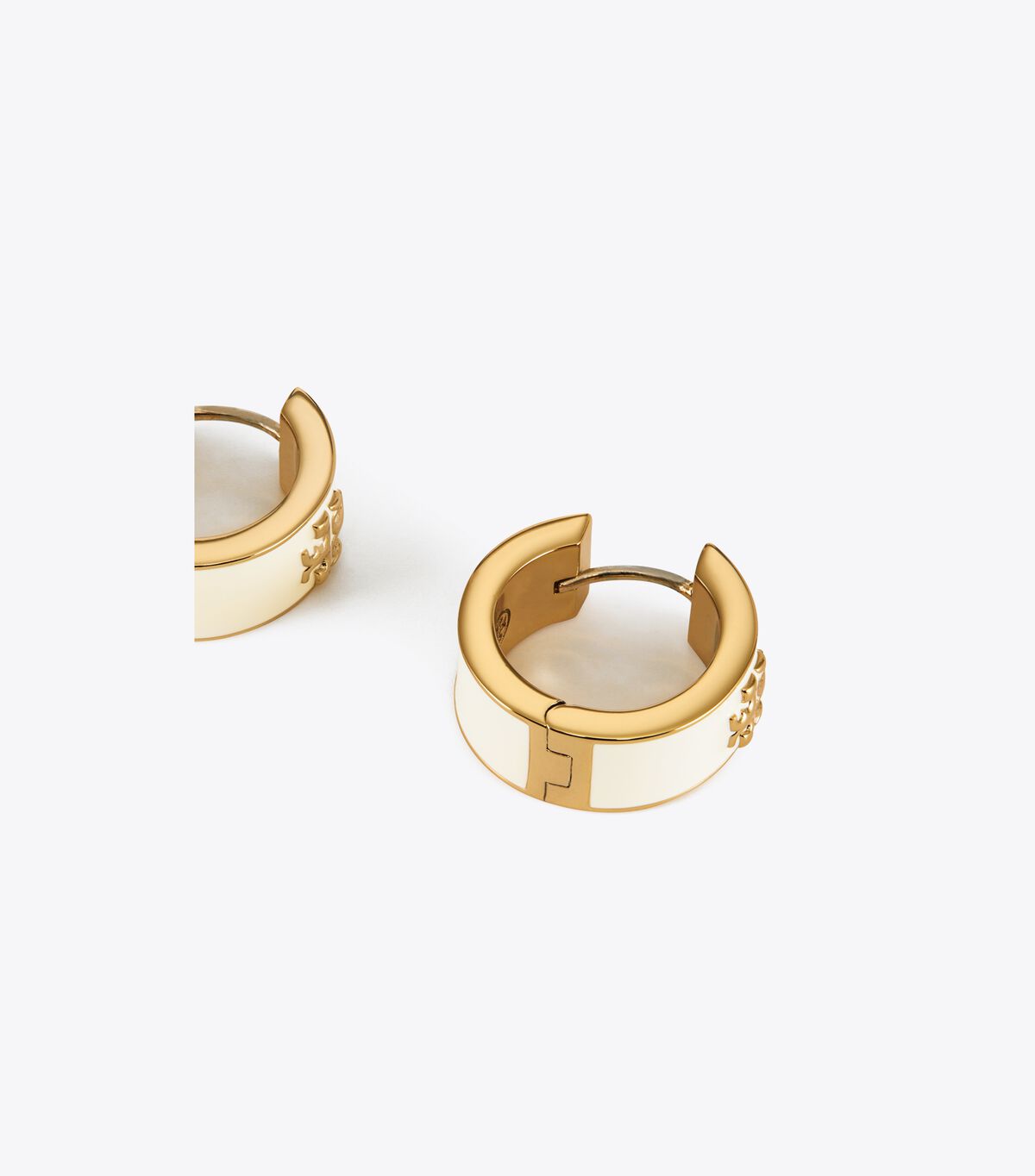 Gold / White Tory Burch Kira Enamel Hoop Women's Earrings | OUTLET-68794259