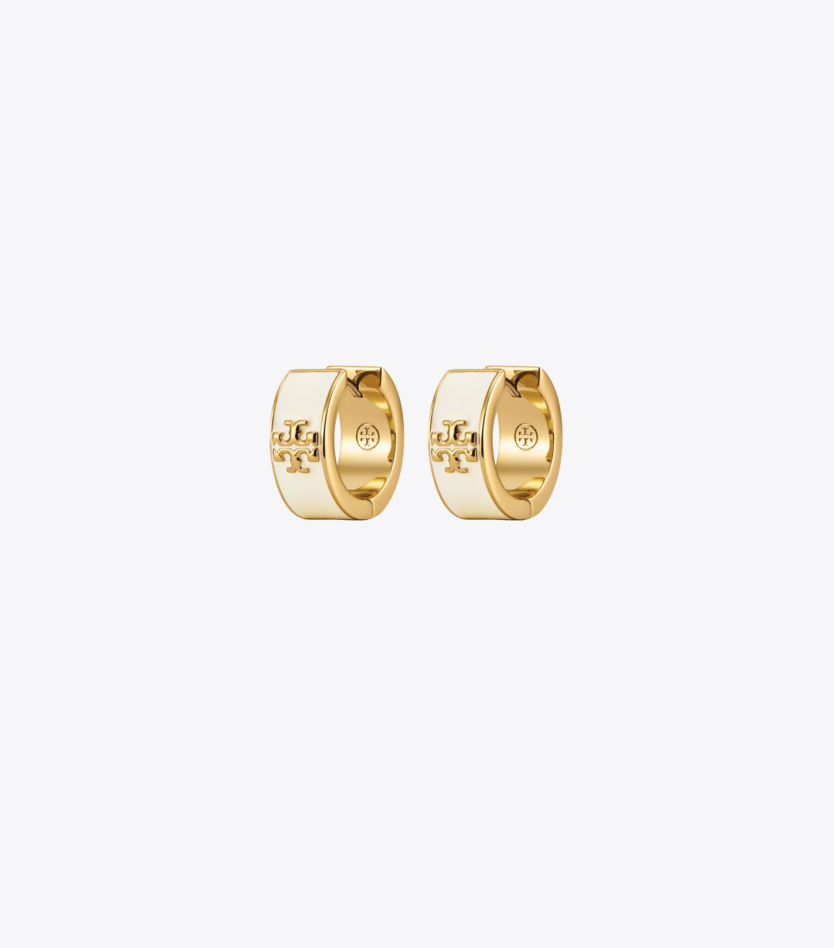 Gold / White Tory Burch Kira Enamel Hoop Women\'s Earrings | OUTLET-68794259