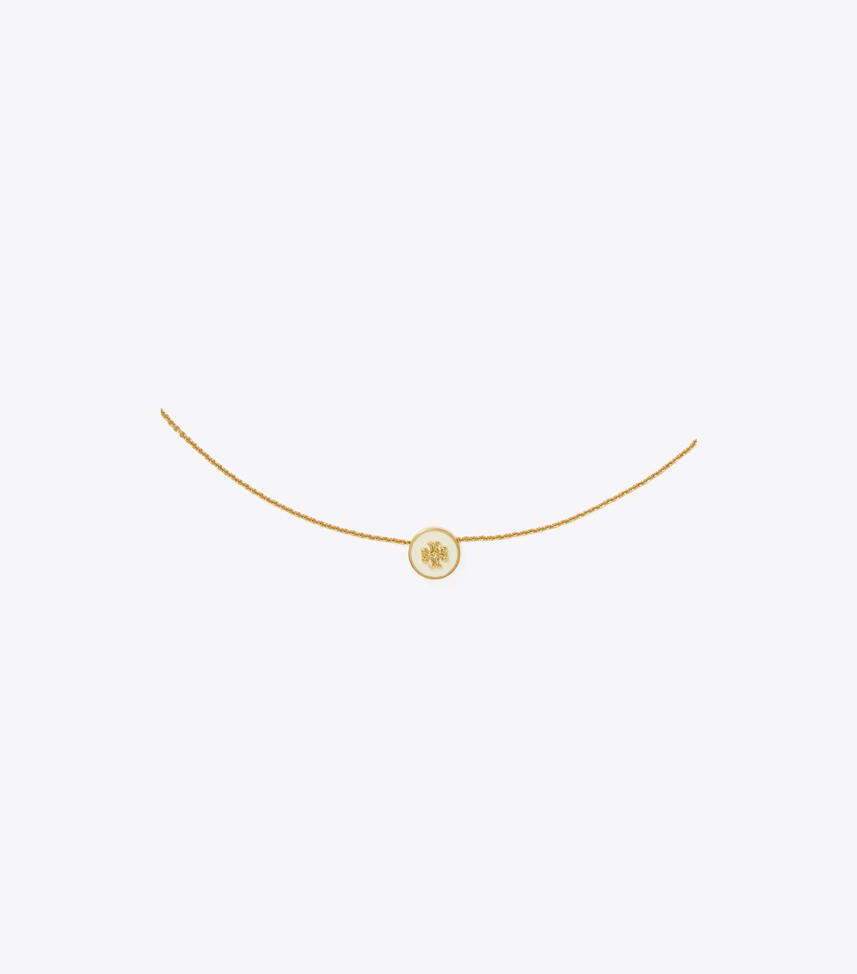 Gold / White Tory Burch Kira Enamel Pendant Women's Necklace | OUTLET-96870139