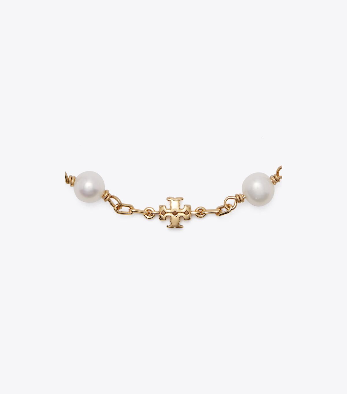 Gold / White Tory Burch Kira Pearl Chain Women's Bracelet | OUTLET-84193509