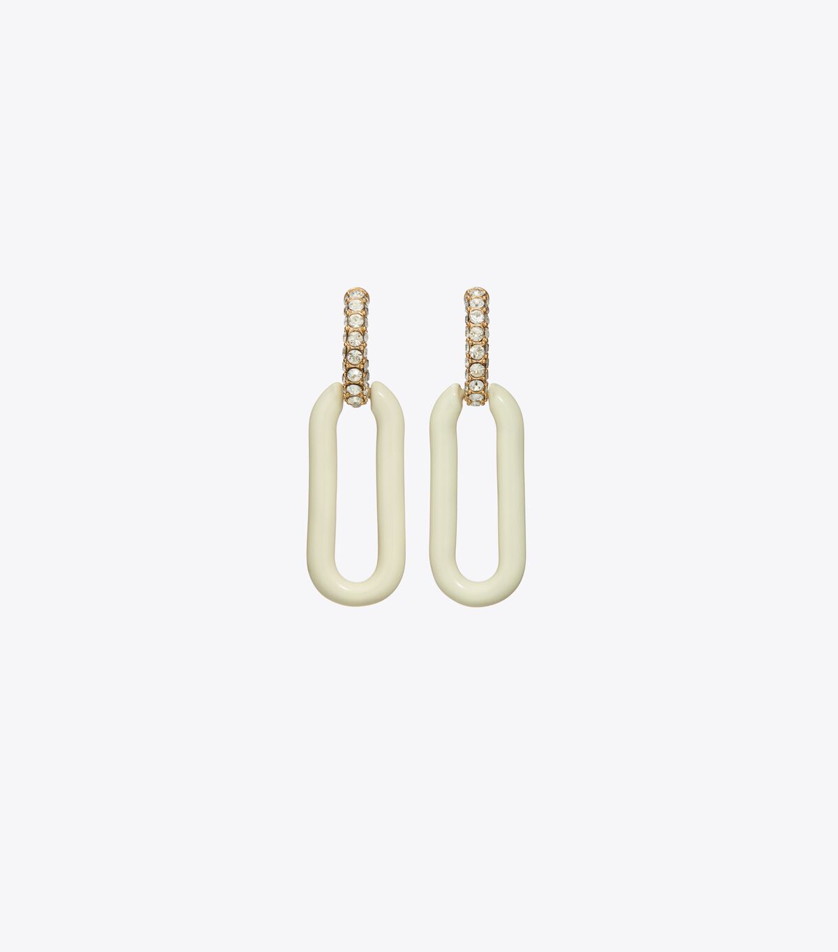 Gold / White Tory Burch Roxanne Link Women\'s Earrings | OUTLET-63241879