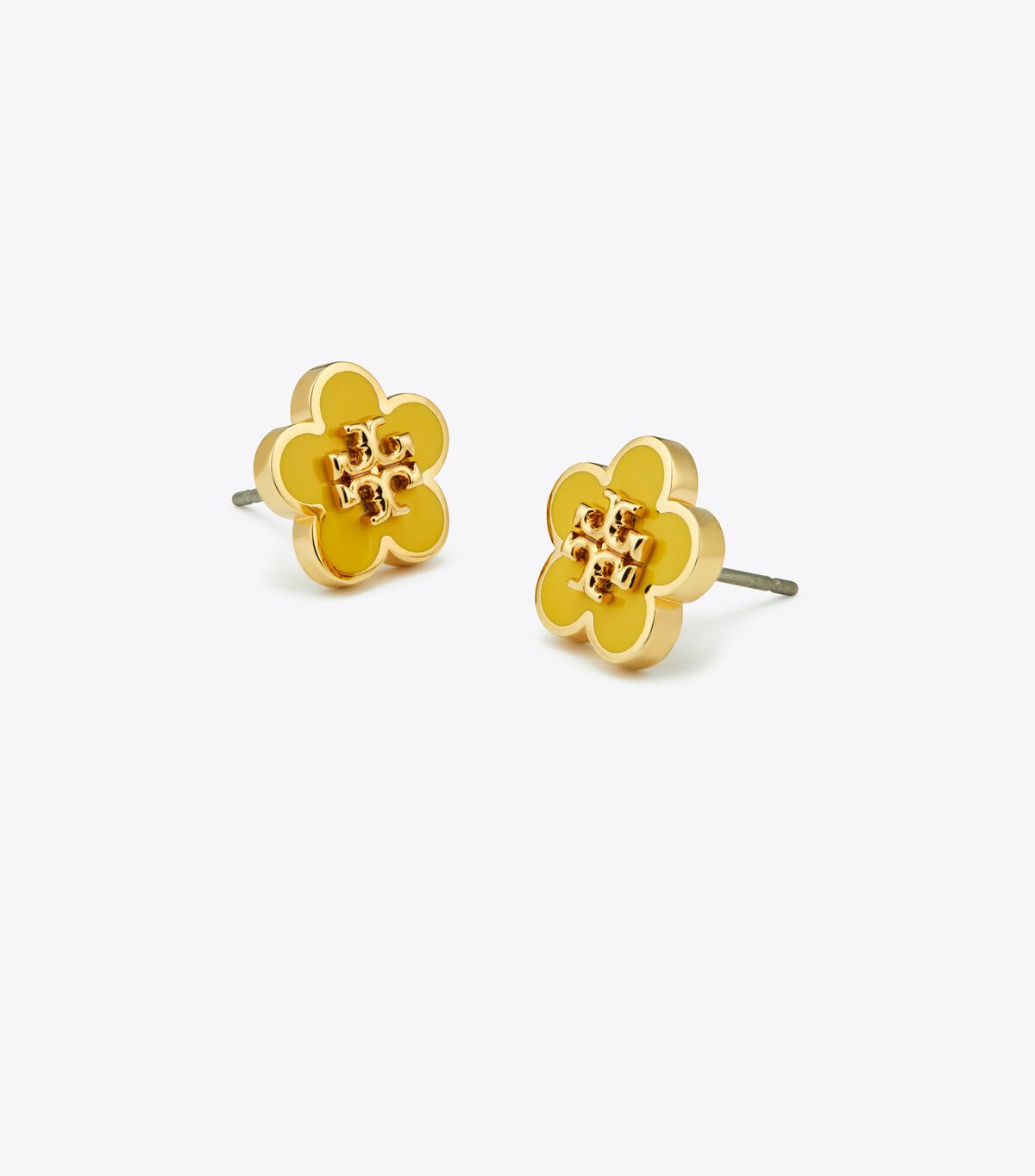 Gold / Yellow Tory Burch Kira Enamel Flower Stud Women's Earrings | OUTLET-29680179