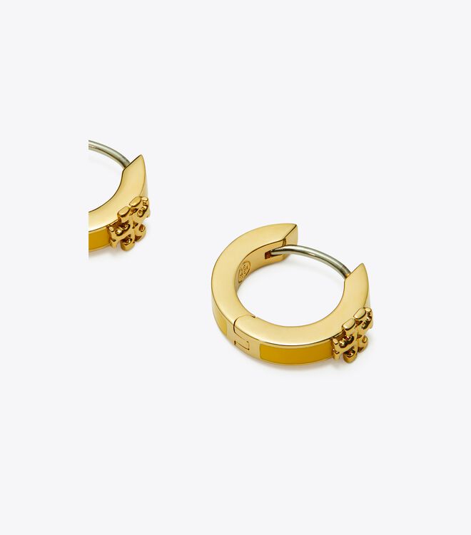 Gold / Yellow Tory Burch Kira Enamel Huggie Women's Earrings | OUTLET-57218639