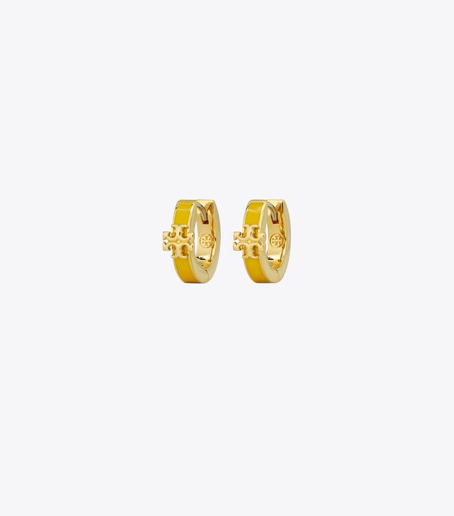 Gold / Yellow Tory Burch Kira Enamel Huggie Women\'s Earrings | OUTLET-57218639