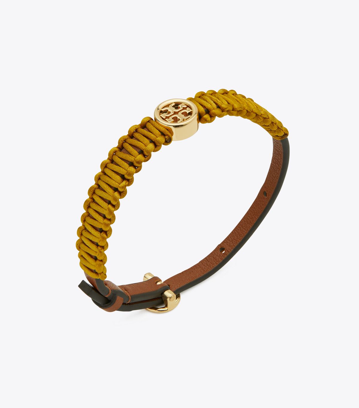 Gold / Yellow Tory Burch Miller Silk Leather Women's Bracelet | OUTLET-63954019