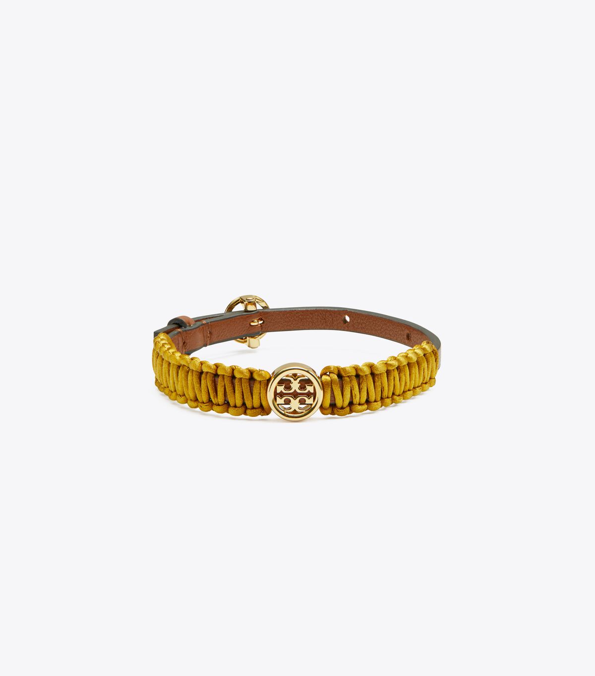 Gold / Yellow Tory Burch Miller Silk Leather Women\'s Bracelet | OUTLET-63954019