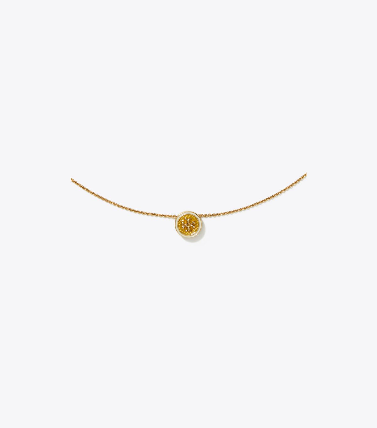 Gold / Yellow / White Tory Burch Kira Guilloché Pendant Women's Necklace | OUTLET-48657199