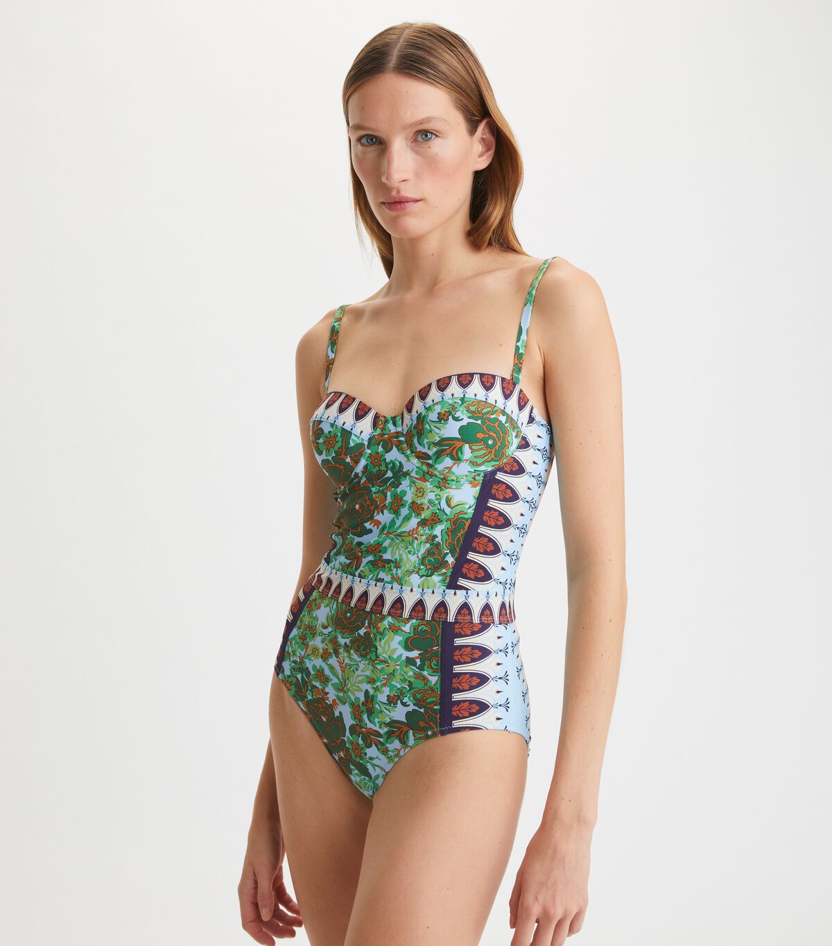 Green Tory Burch Lipsi Printed One-piece Women's Swimsuits | OUTLET-93162479