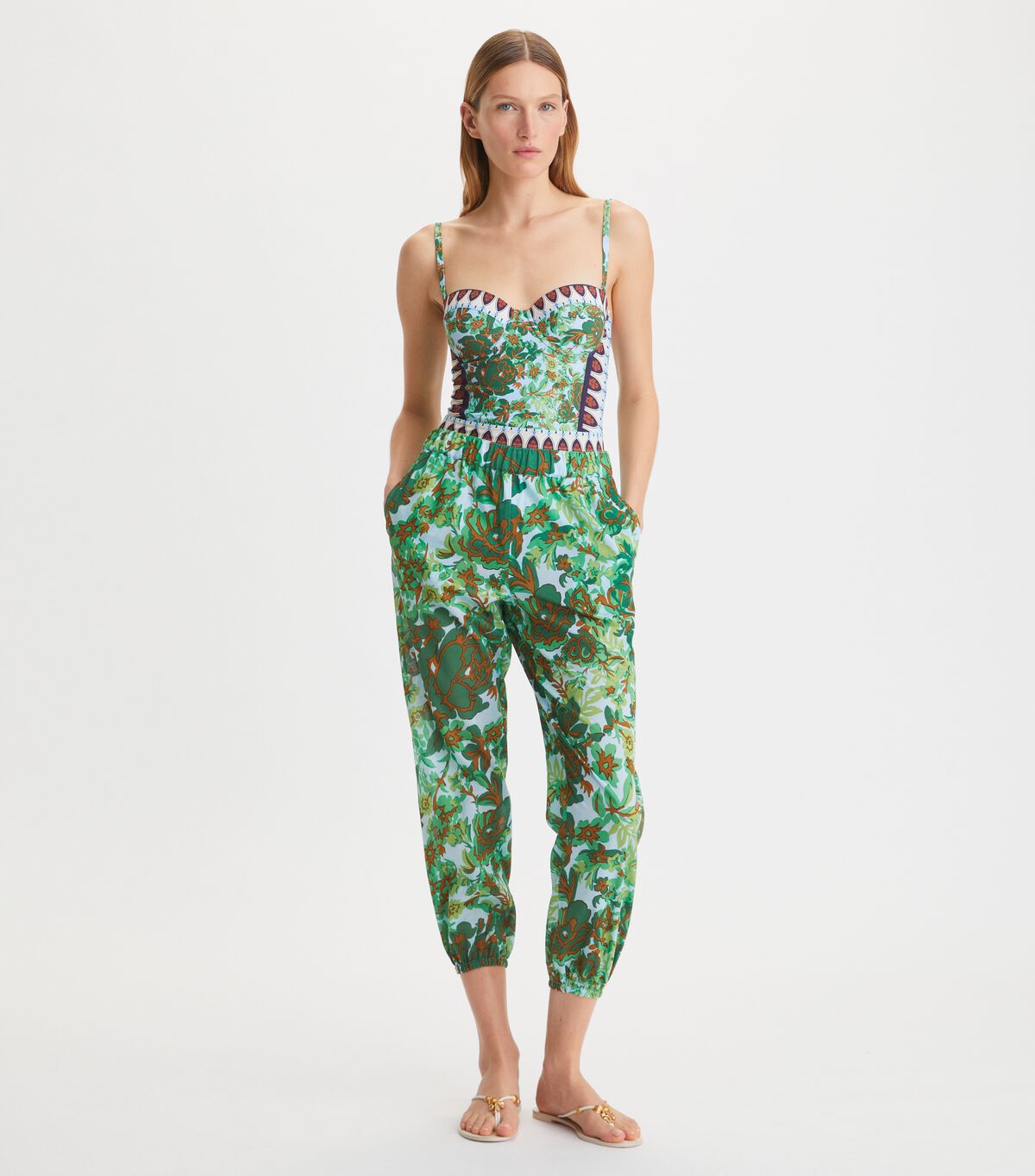 Green Tory Burch Printed Beach Women's Pants | OUTLET-53482679