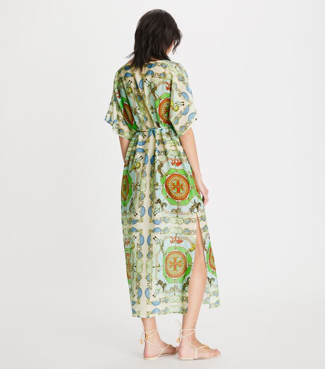 Green Tory Burch Printed Cotton Silk Women's Dress | OUTLET-98625439