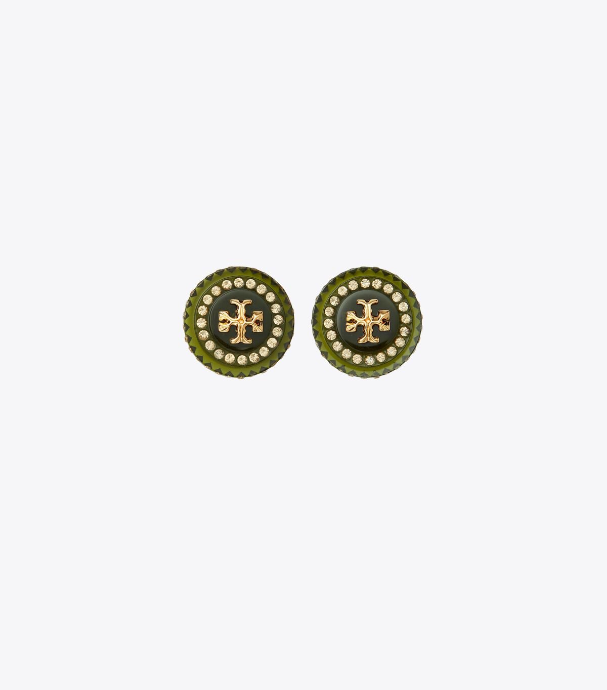 Green Tory Burch Roxanne Crystal Resin Stud Women\'s Earrings | OUTLET-23957869