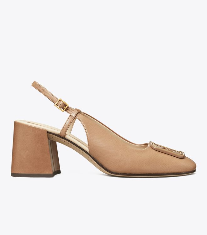 Khaki Tory Burch Georgia Women's Heels | OUTLET-15867309