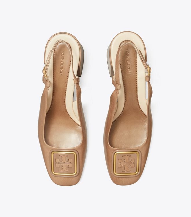 Khaki Tory Burch Georgia Women's Heels | OUTLET-15867309