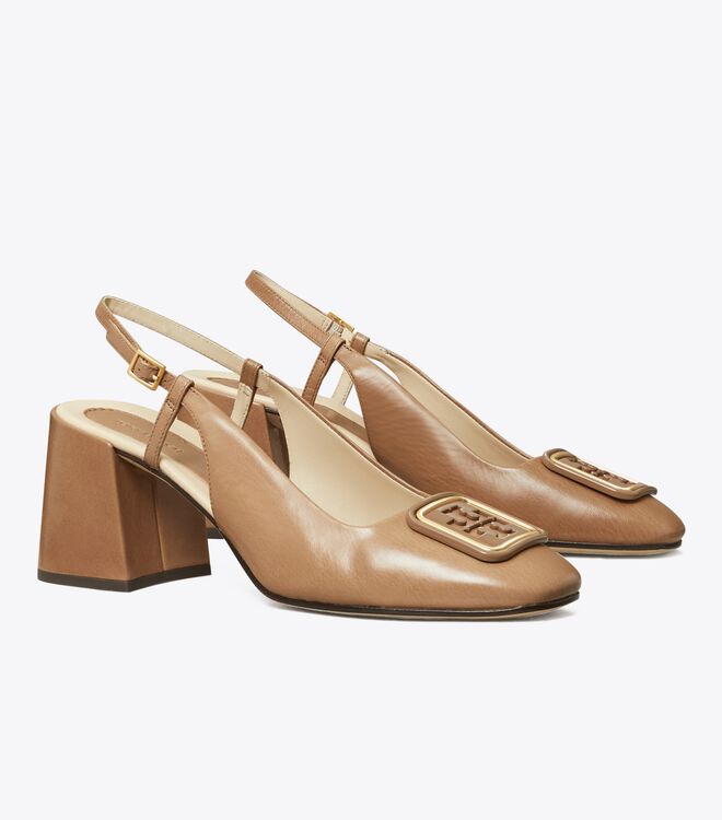 Khaki Tory Burch Georgia Women\'s Heels | OUTLET-15867309