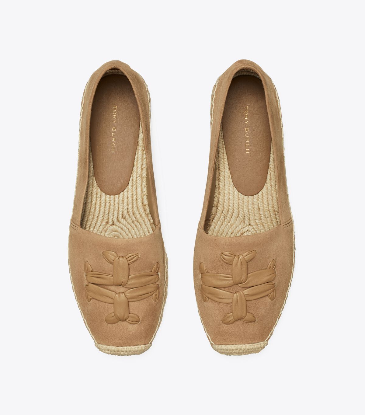 Khaki Tory Burch Woven Double T Aline Women's Ballet Flats | OUTLET-95614729